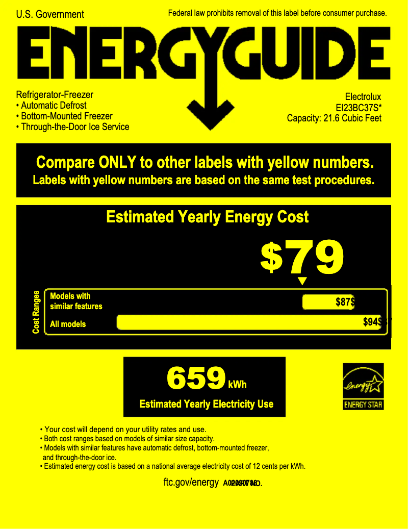 Page n°1 - Label énergétique Electrolux EI23BC37SS