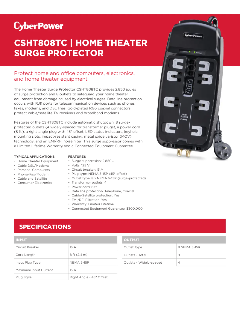 Página 1 del manual Ficha técnica CyberPower Home Theater CSHT808TC