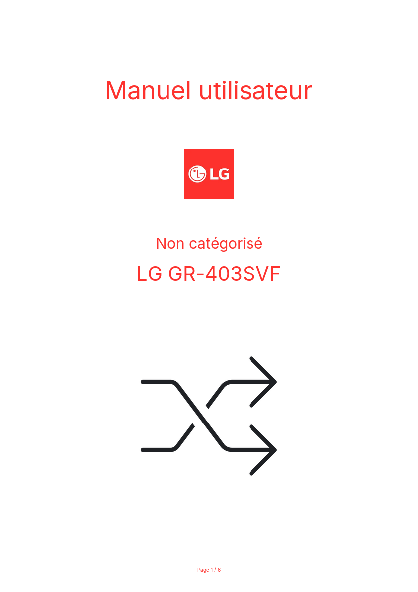 Image de la première page du manuel de l'appareil GR-403SVF