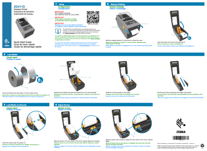 Image de la première page du manuel de l'appareil ZD411t