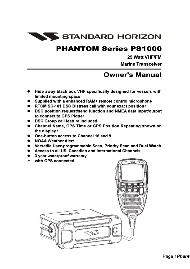 Image de la première page du manuel de l'appareil Phantom PS1000