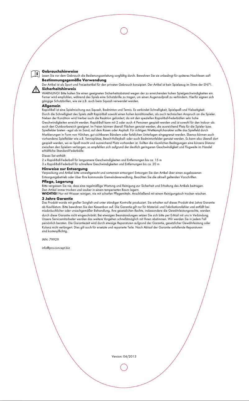 Page n°1 - Manuel utilisateur Crivit IAN 79929