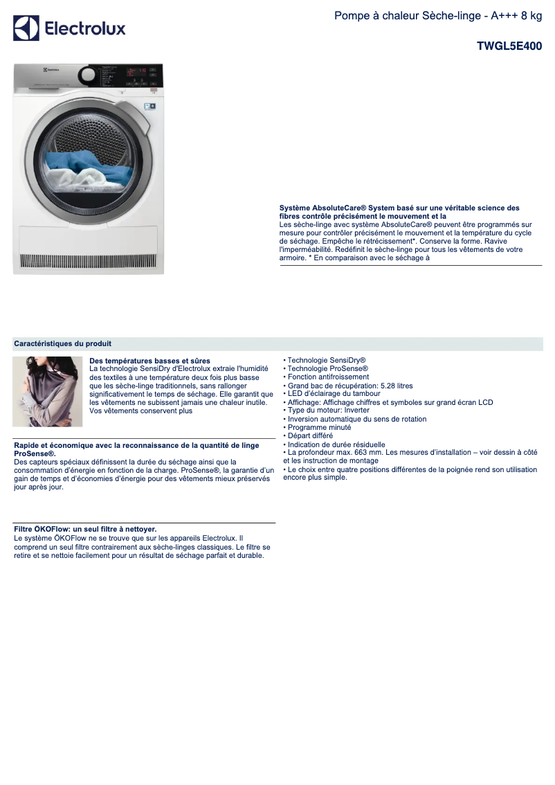 Image de la première page du manuel de l'appareil TWGL5E400