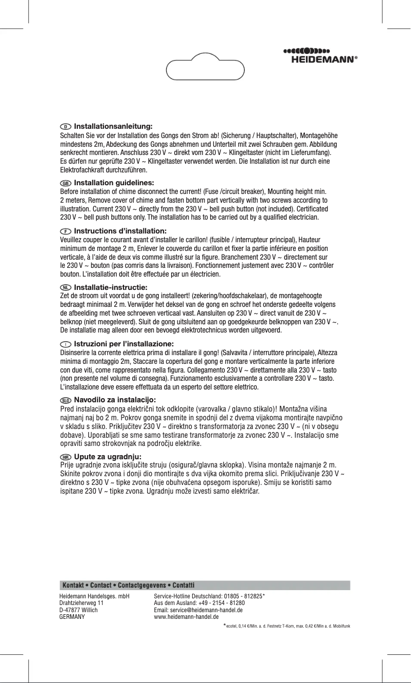 Page n°1 - Manuel utilisateur Heidemann 70613