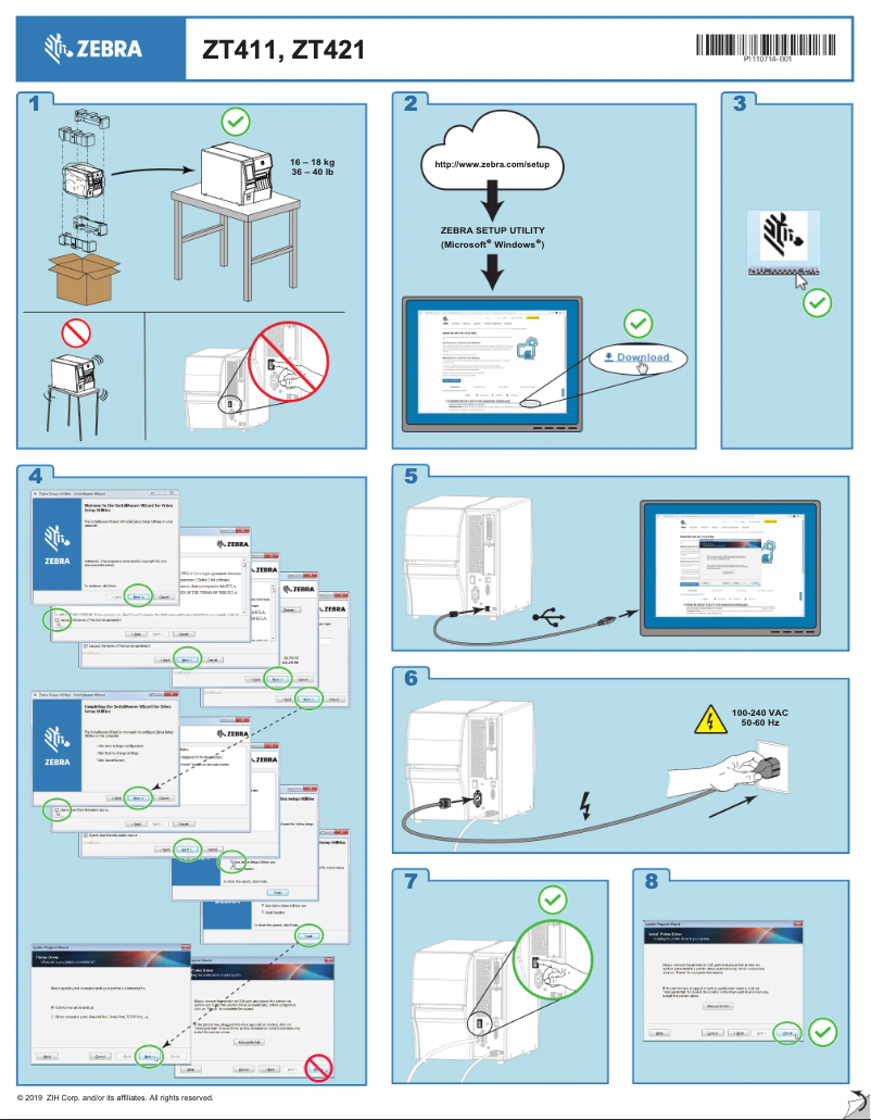 Page n°1 - Guide d'installation Zebra ZT421