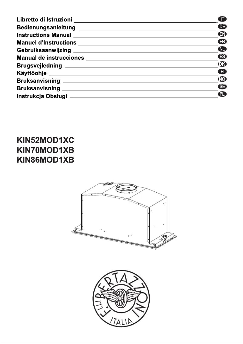 Page 1 de la notice Guide d'installation Bertazzoni KIN52MOD1XC