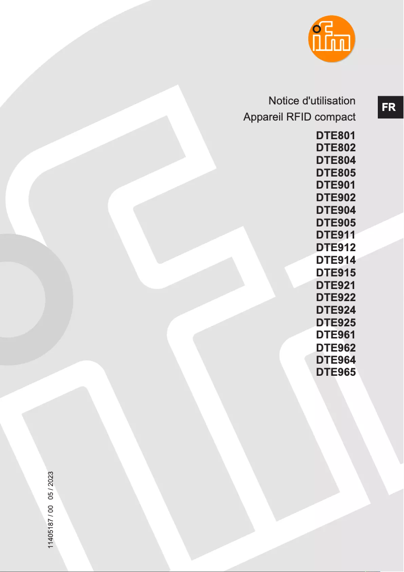 Page n°1 - Manuel utilisateur IFM DTE921