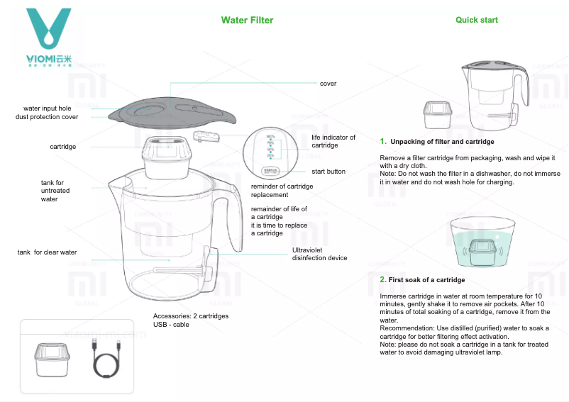 Page 1 de la notice Manuel utilisateur Xiaomi Viomi L1 UV
