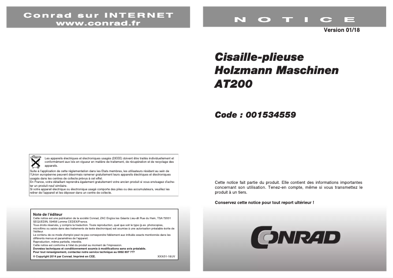 Page n°1 - Manuel utilisateur Holzmann AT200