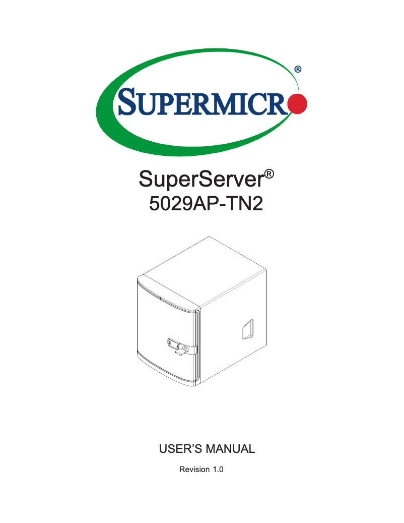 Image de la première page du manuel de l'appareil SuperServer 5029AP-TN2