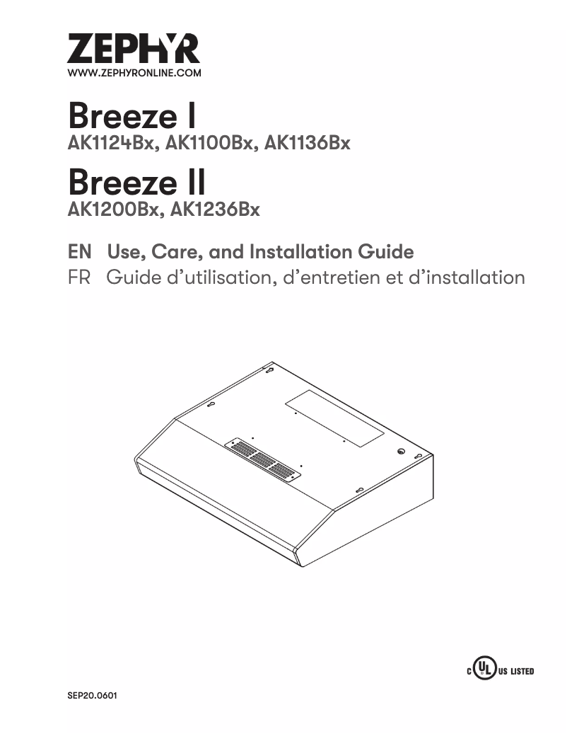 Page n°1 - Manuel utilisateur Zephyr Breeze I AK1136BW
