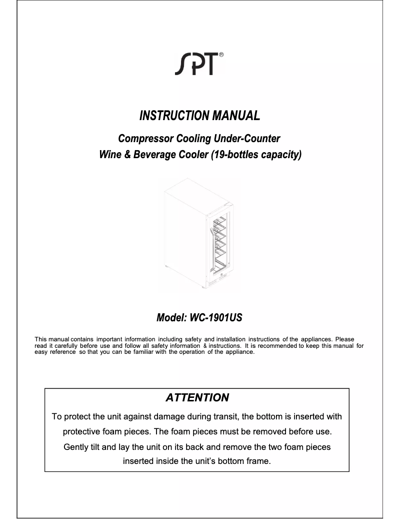 Image de la première page du manuel de l'appareil WC-1901US