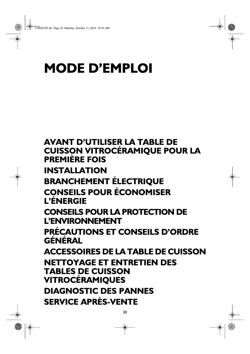 Page 1 de la notice Manuel utilisateur Whirlpool AKM 995/BA/01