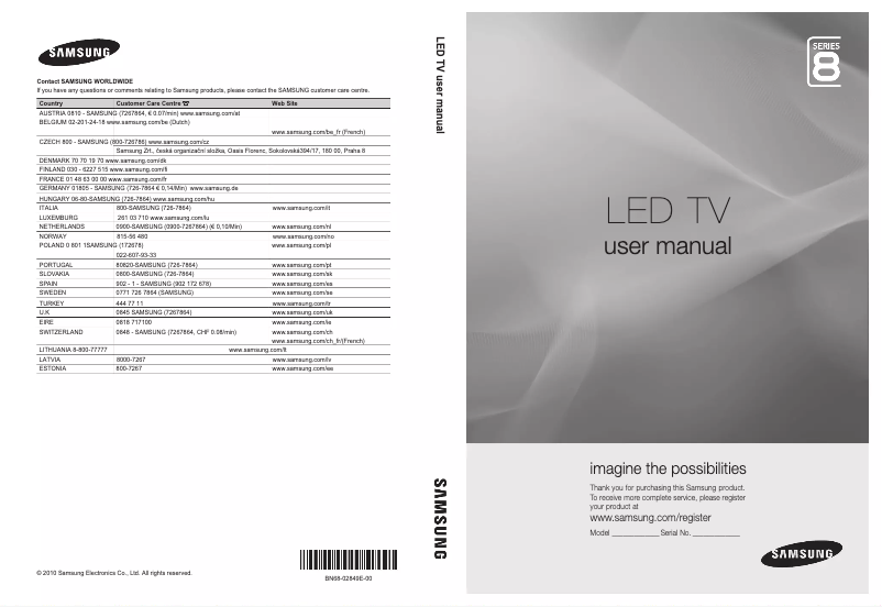 Page n°1 - Manuel utilisateur Samsung UE32C8780
