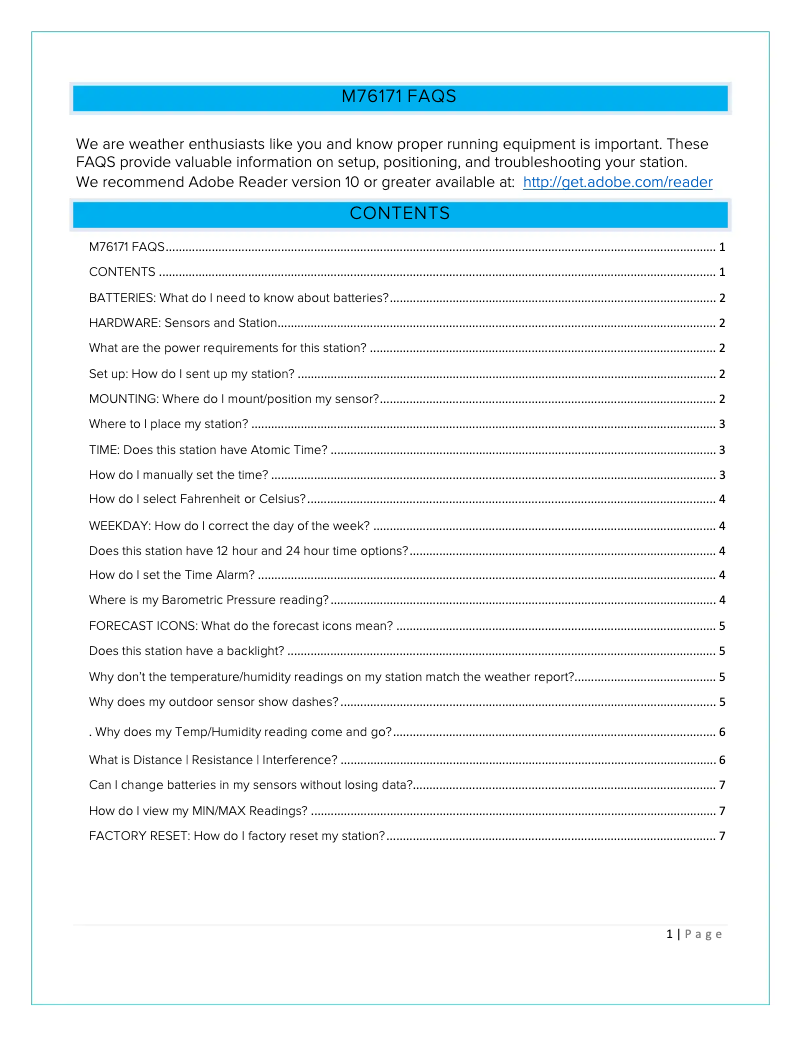 Image de la première page du manuel de l'appareil M76171