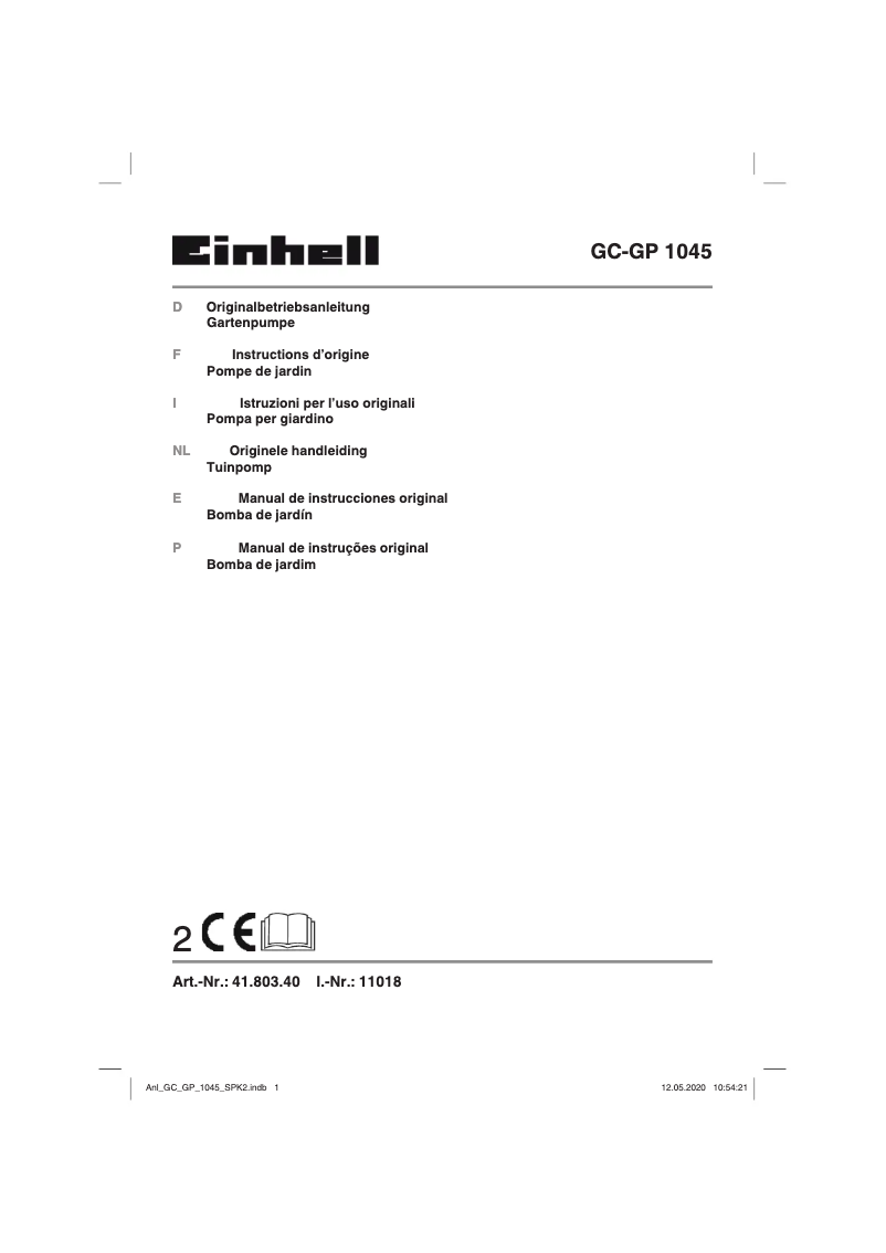 Image de la première page du manuel de l'appareil GC-GP 1045