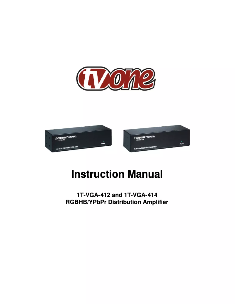 Page n°1 - Manuel utilisateur TV One 1T-VGA-414