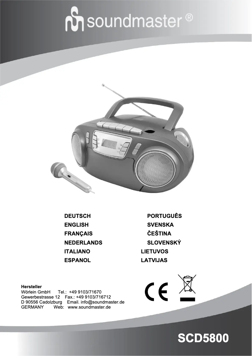 Page n°1 - Manuel utilisateur Soundmaster SCD5800