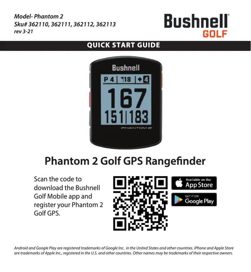 Page n°1 - Manuel utilisateur Bushnell Phantom 2