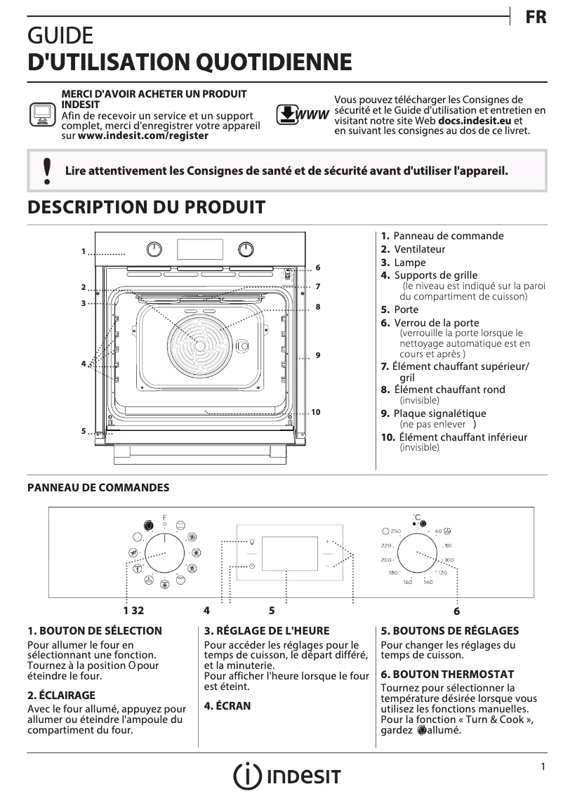 Page 1 de la notice Manuel utilisateur Indesit IFW 5844 P IX