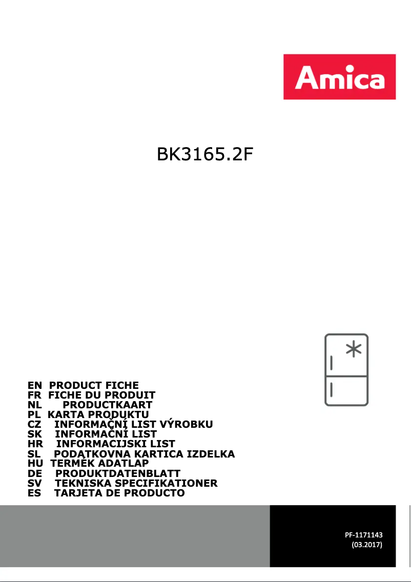 Page n°1 - Manuel utilisateur Amica BK3165.2F