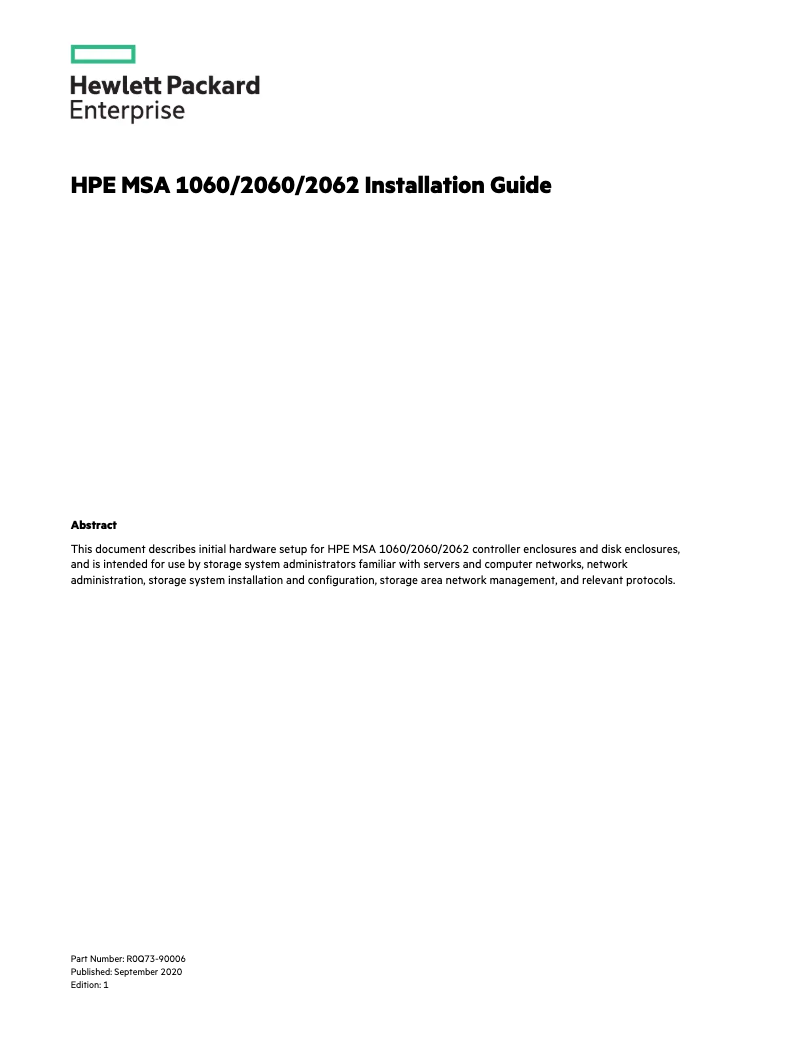 Page n°1 - Manuel utilisateur HP MSA 2062