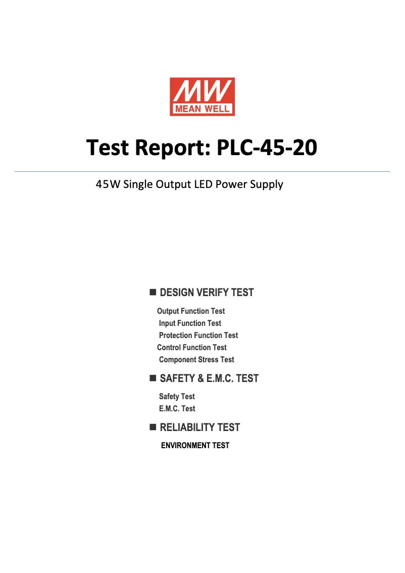 Page n°1 - Fiche technique Mean Well PLC-45-20