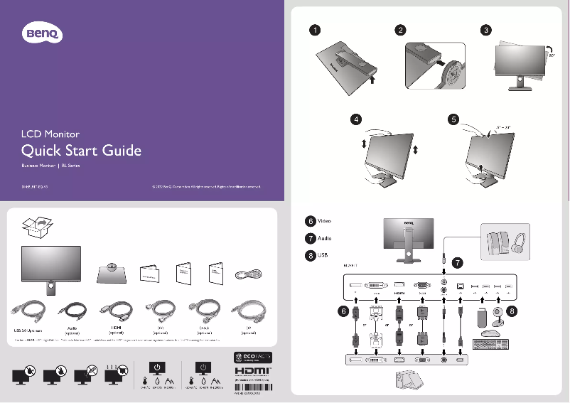 Page n°1 - Guide de démarrage rapide BenQ BL2381T
