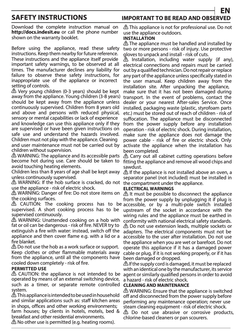 Page 1 de la notice Mode d'emploi Indesit RI 860 C