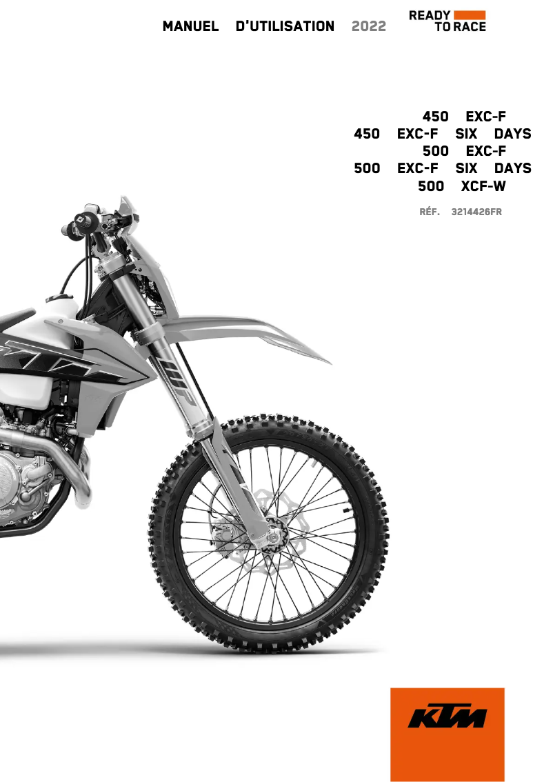 Page 1 de la notice Manuel utilisateur KTM 500 XCF-W (2022)