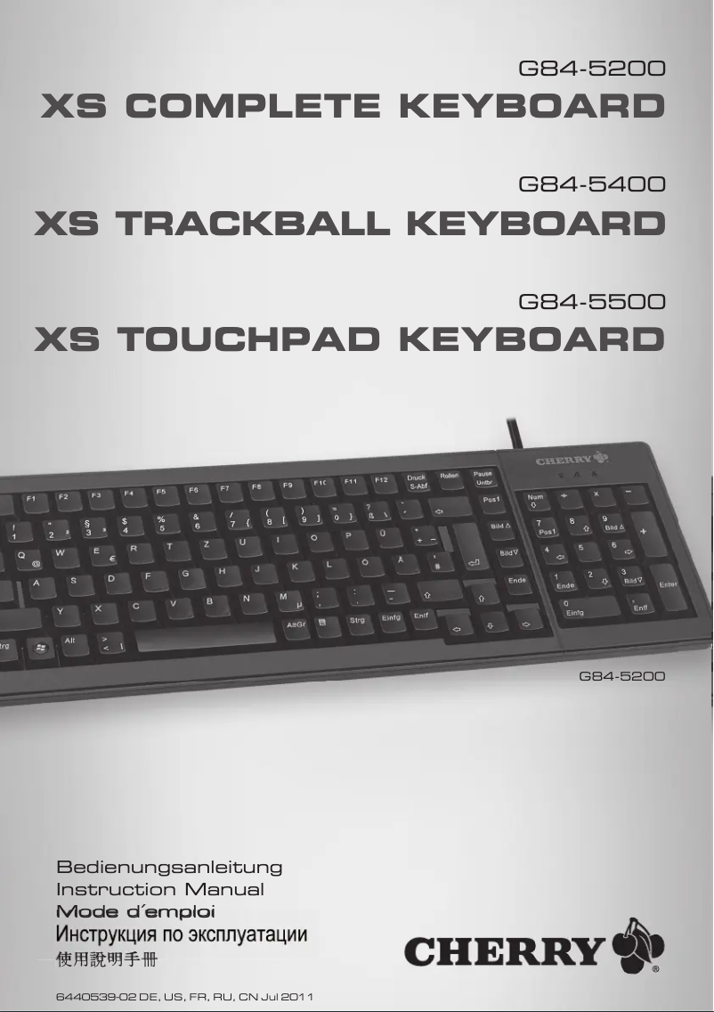 Page 1 de la notice Manuel utilisateur Cherry XS Touchpad