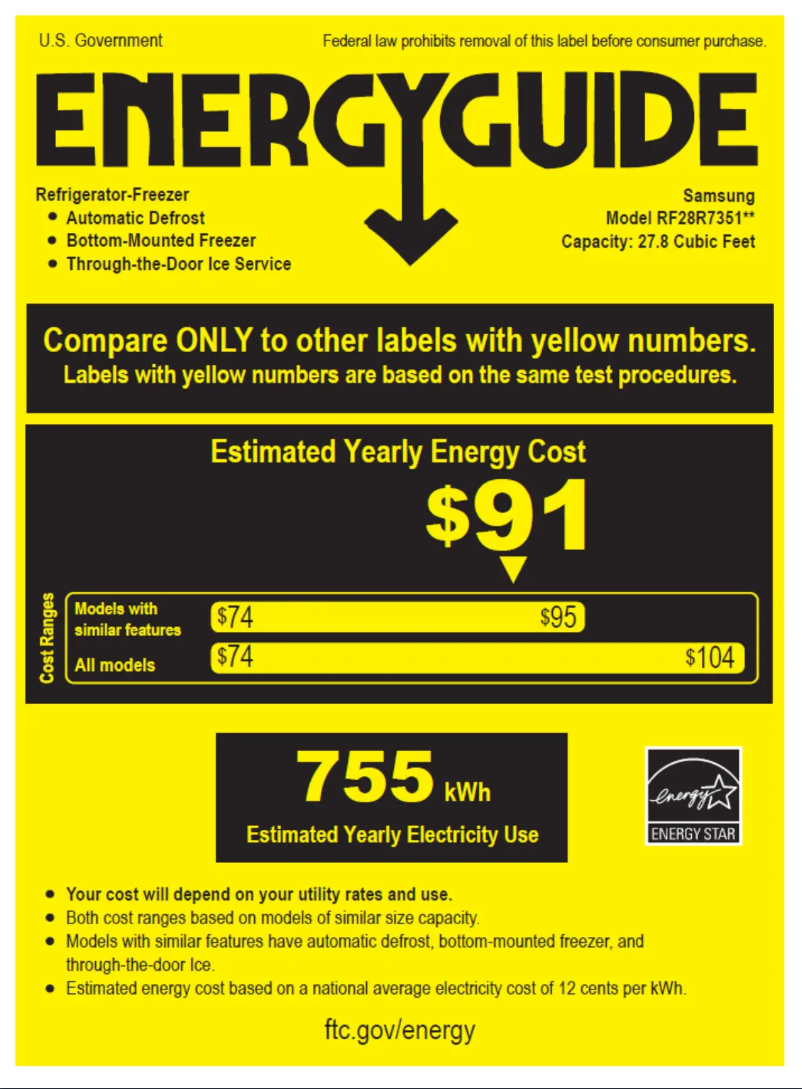 Page n°1 - Label énergétique Samsung RF28R7351DT