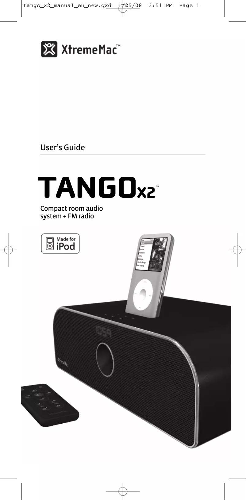 Image de la première page du manuel de l'appareil Tango X2