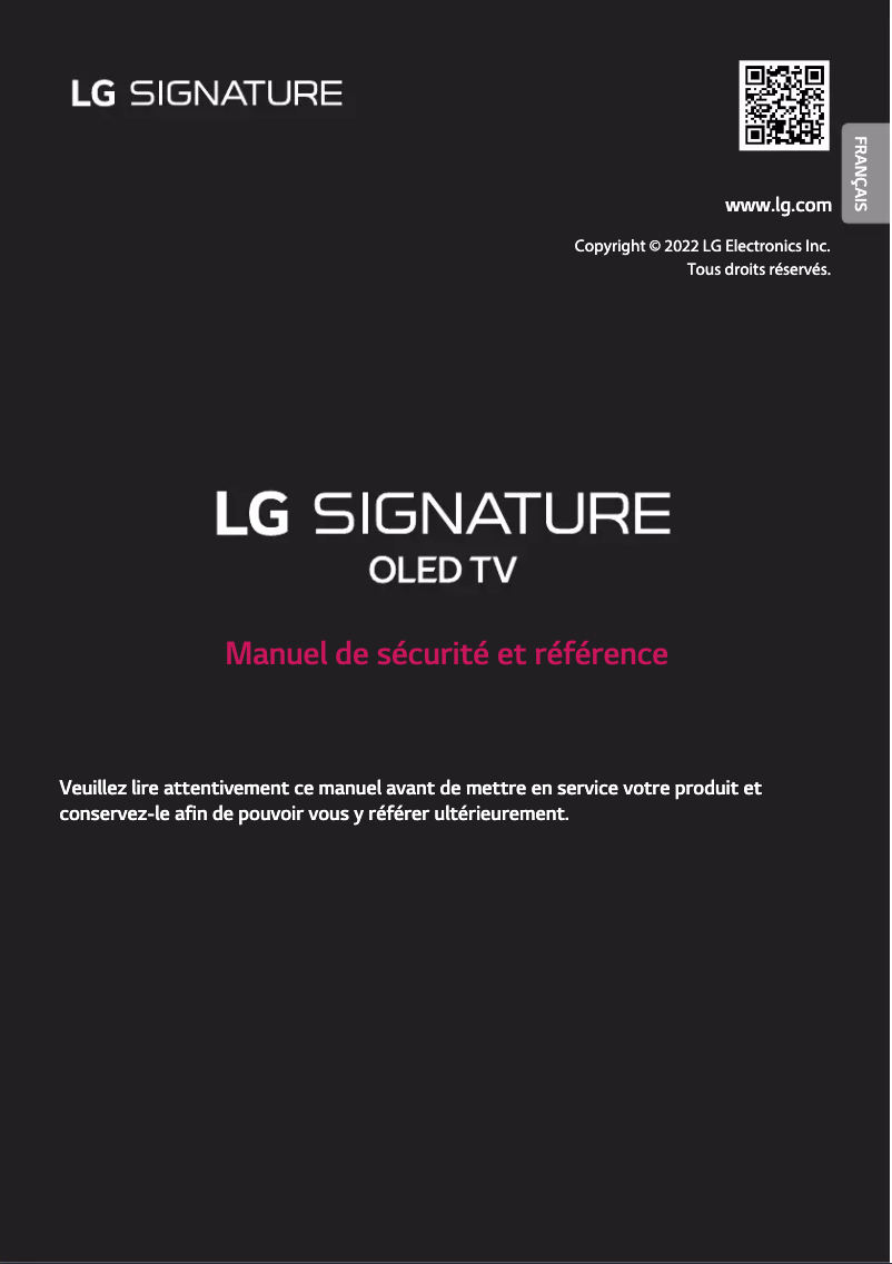 Page 1 de la notice Manuel utilisateur LG OLED88Z2
