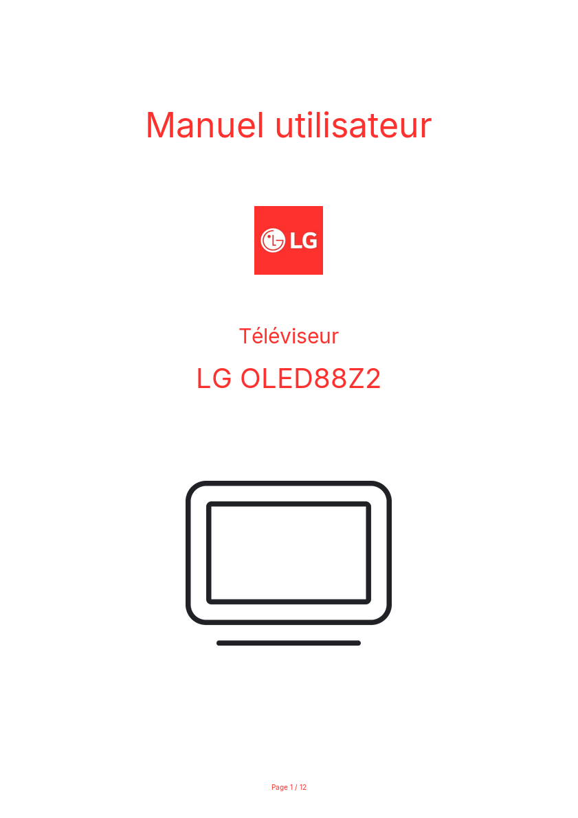 Image de la première page du manuel de l'appareil OLED88Z2