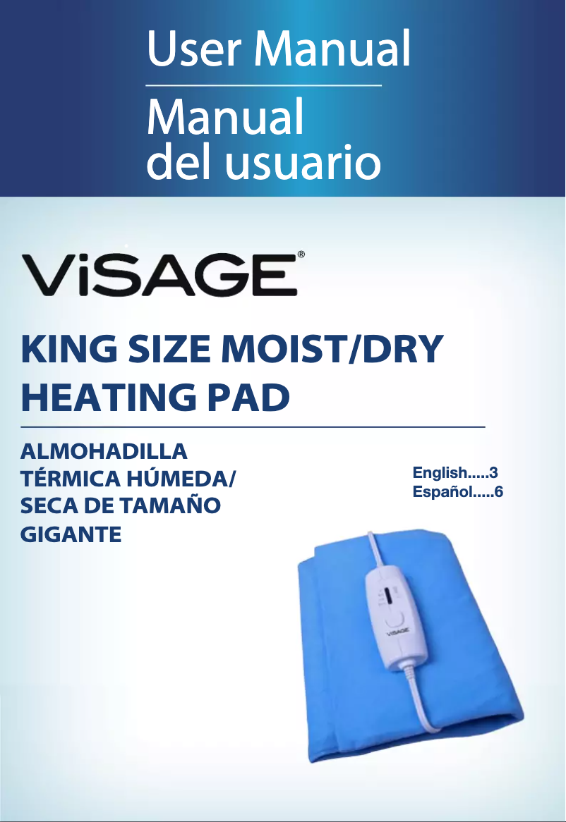 Page 1 de la notice Manuel utilisateur Visage King Size Heating Pad JY6101