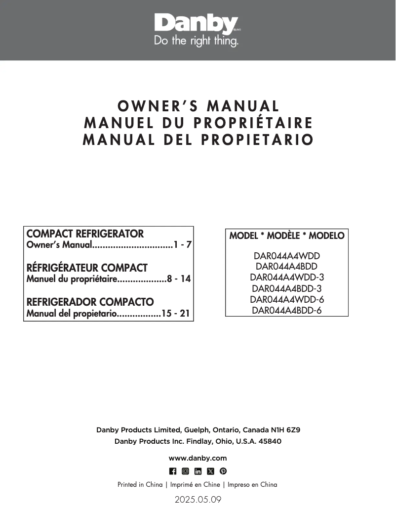 Página 1 del manual Manual de usuario Danby DAR044A4WDD-6