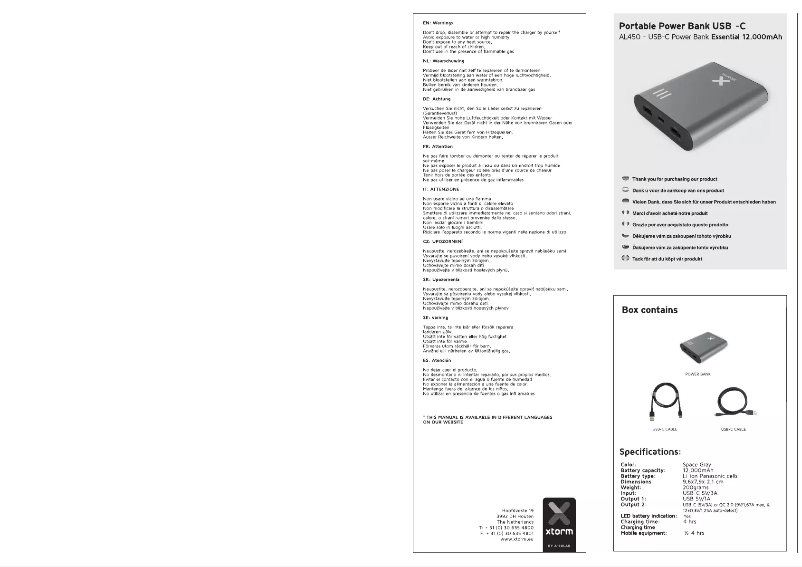 Page n°1 - Manuel utilisateur Xtorm AL460