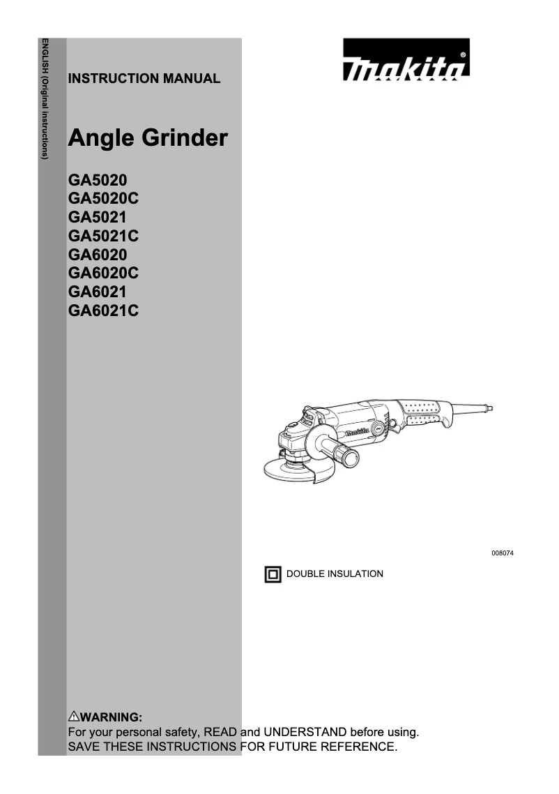 Page 1 de la notice Manuel utilisateur Makita GA5020Y