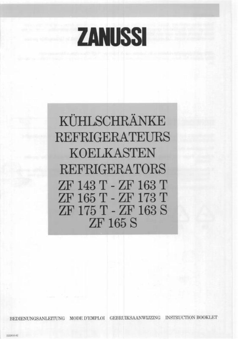Page 1 de la notice Manuel utilisateur Zanussi ZF163S