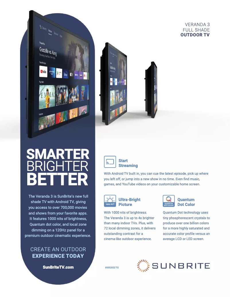 Page n°1 - Fiche technique SunBriteTV SB-V3-65-4KHDR-BL