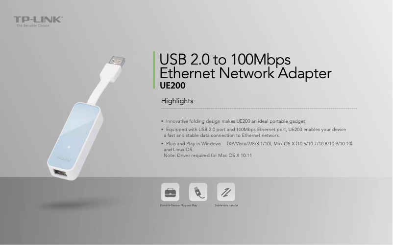 Image de la première page du manuel de l'appareil UE200