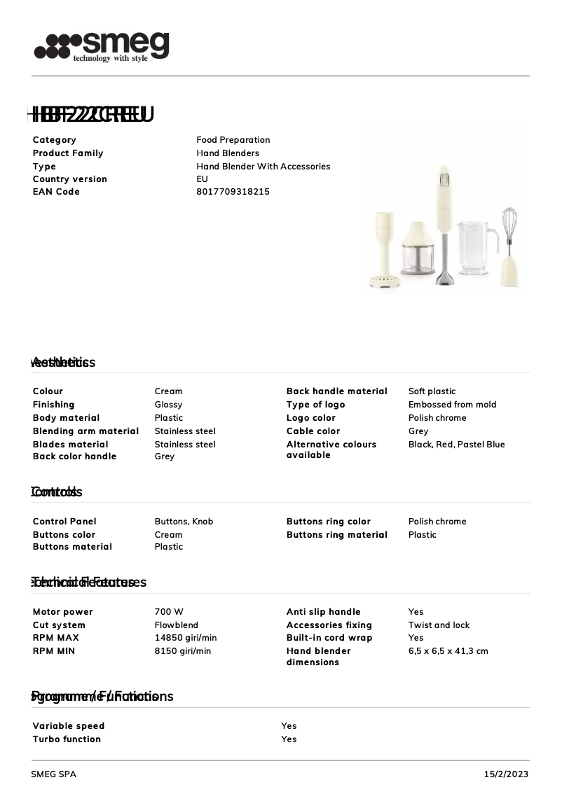 Page n°1 - Brochure Smeg HBF22