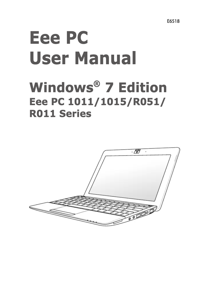 Page 1 de la notice Manuel utilisateur Asus Eee PC 1015BX
