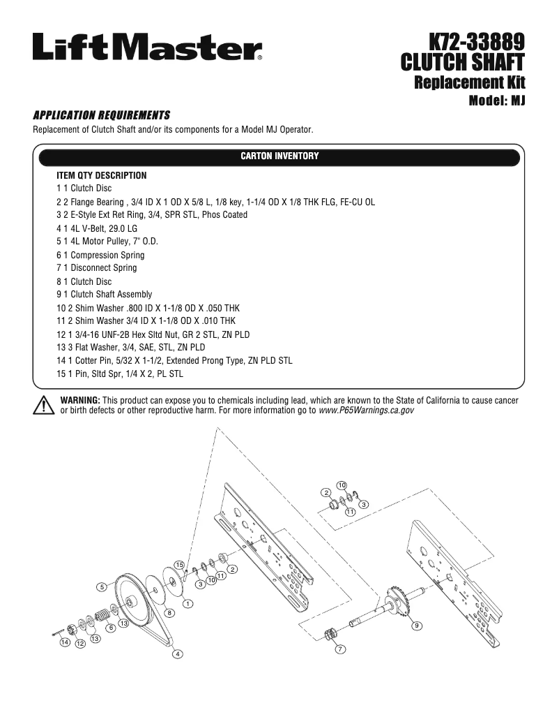 Page 1 de la notice Guide de démarrage rapide LiftMaster MH5011U