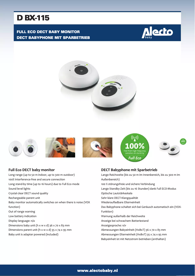 Página 1 del manual Manual de usuario Alecto DBX-115