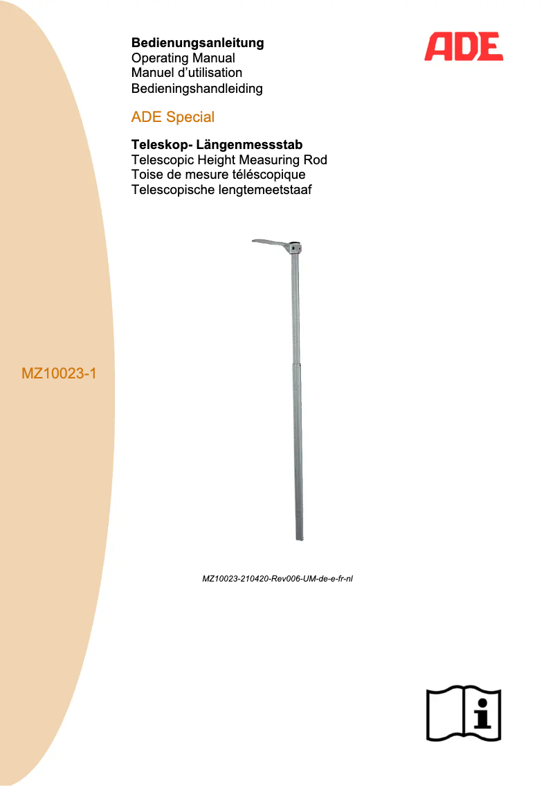 Page n°1 - Manuel utilisateur ADE MZ10023-1