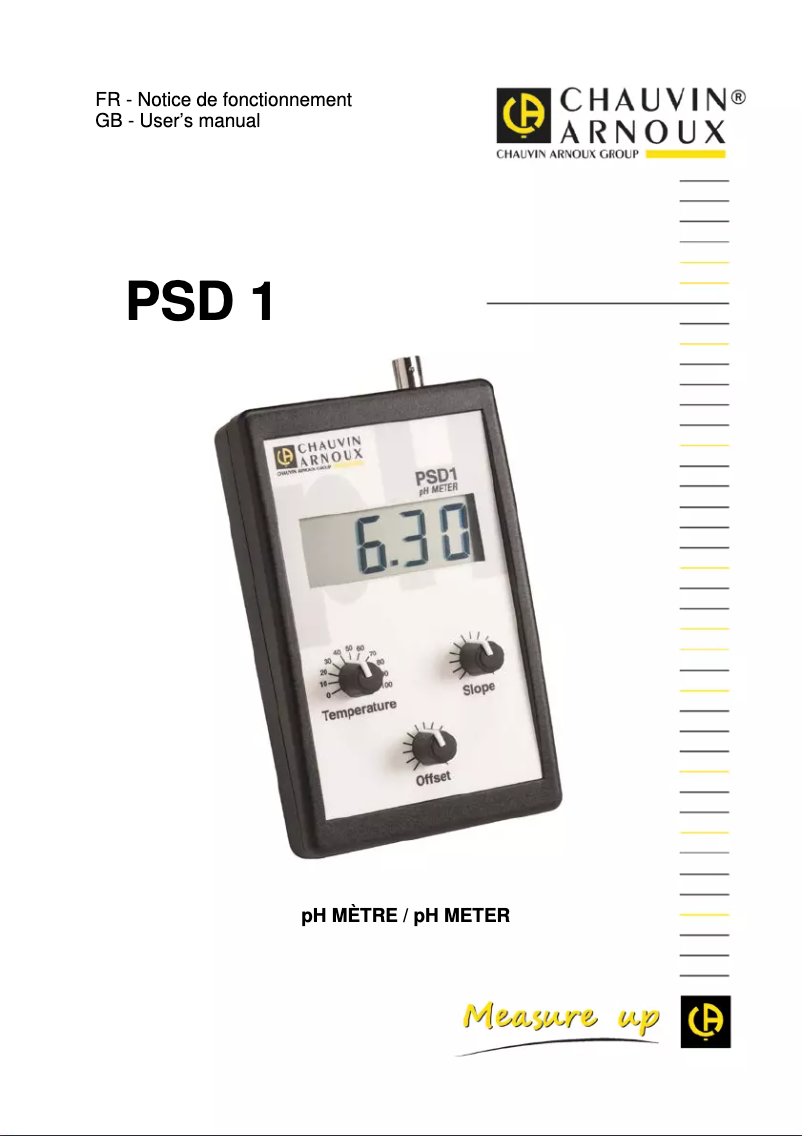 Page 1 de la notice Manuel utilisateur Chauvin Arnoux PSD1