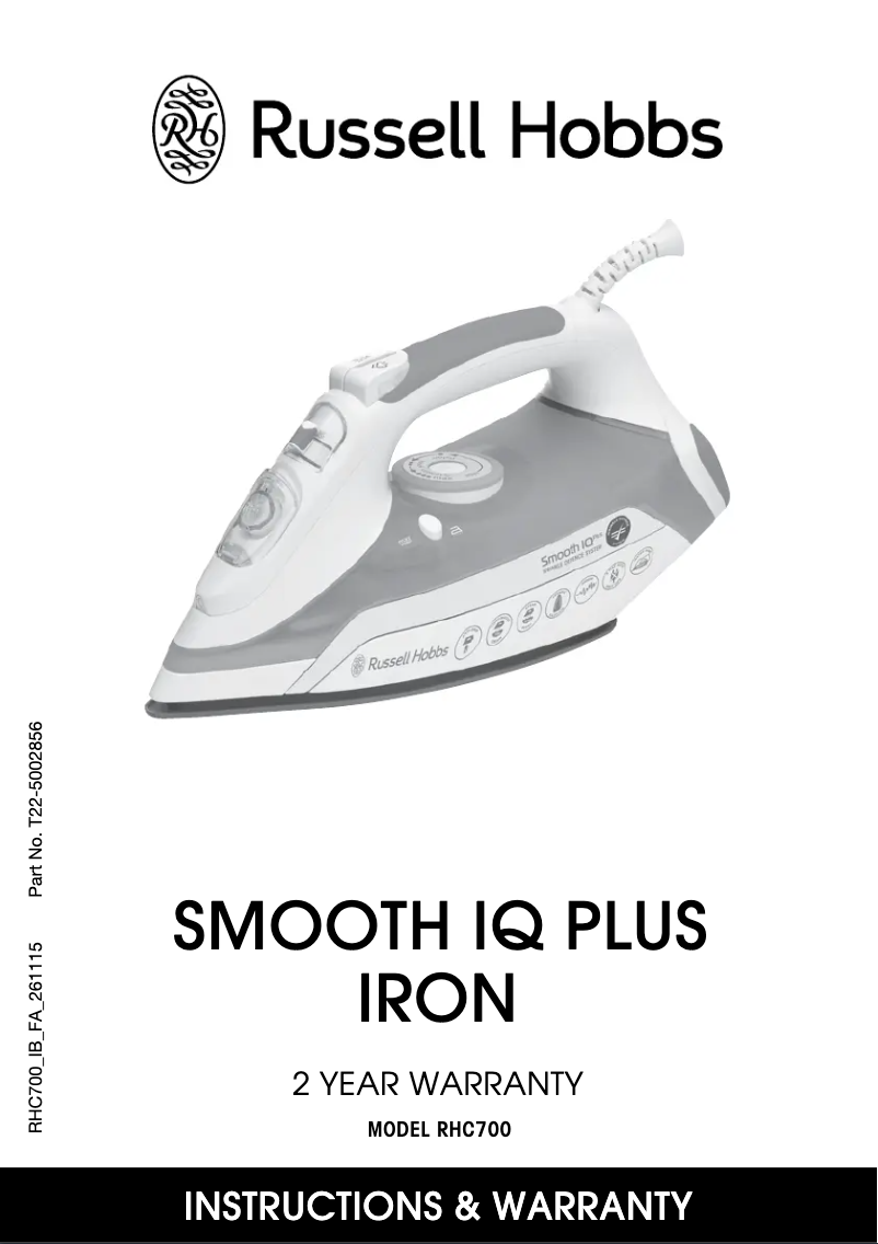 Page n°1 - Manuel utilisateur Russell Hobbs Smooth IQ Plus RHC700