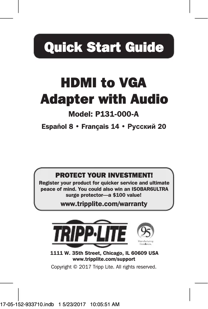 Page 1 de la notice Manuel utilisateur Tripp Lite P131-000-A